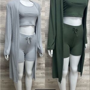 3 pc shorts lounge set